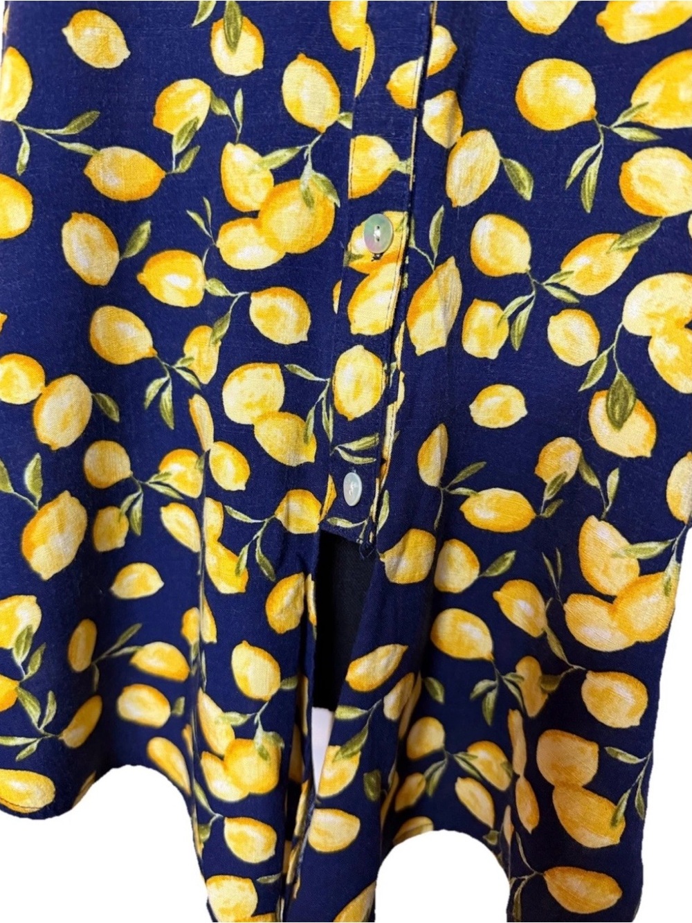 Sara Michelle Women's Blue & Yellow Sleeveless Button Blouse, Size Large - Picture 5 of 11